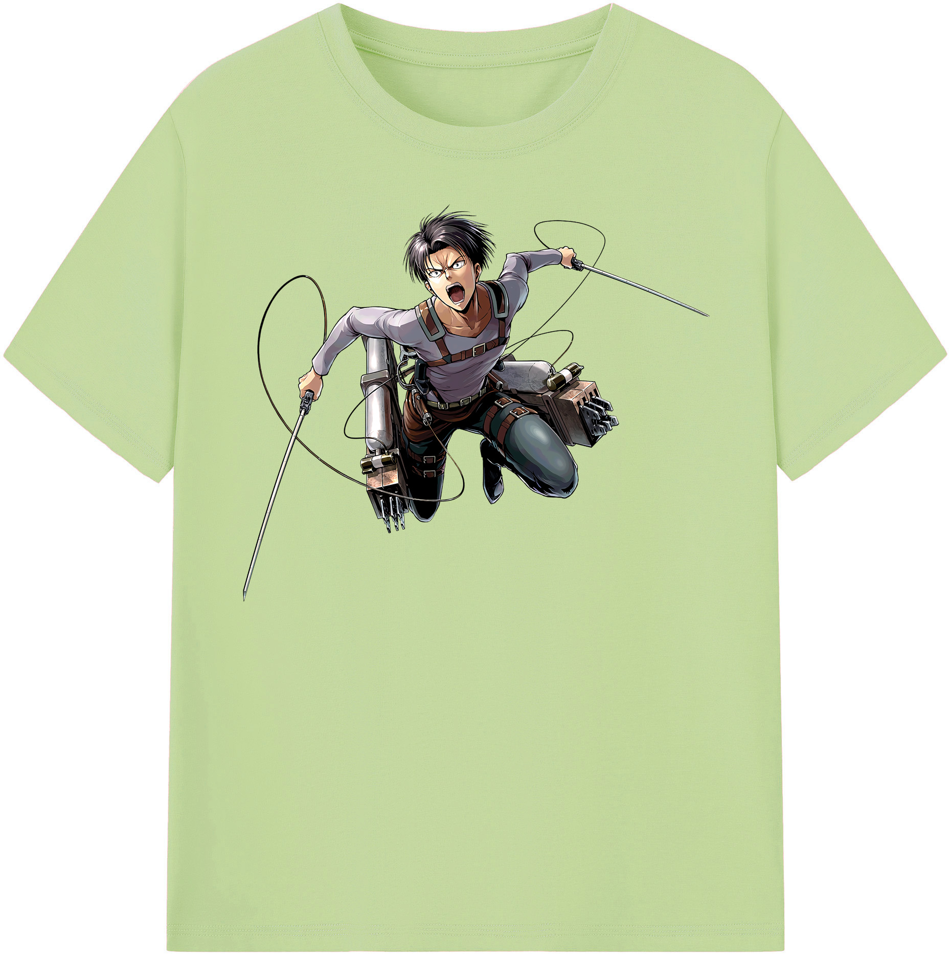 （画像用） 進撃の巨人 リヴァイ·アッカーマン Attack on Titan Levi Ackerman 綿100％半袖Tシャツ（フロントプリント）
